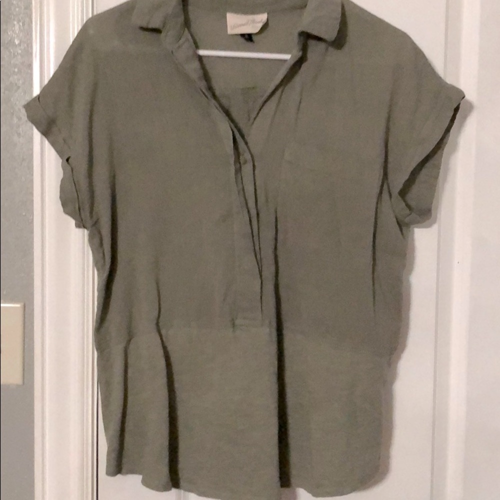 Army green short sleeve 100% cotton shirt